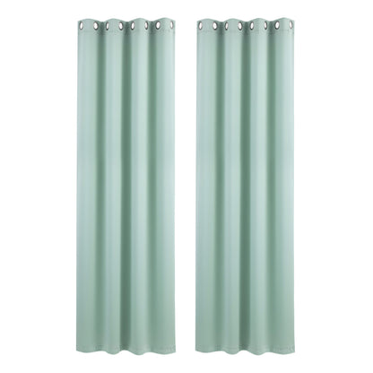 Artiss Blockout Curtains 2X 132x213cm Thermal Insulated Eyelet Drapes Green BC-MATT-132X213-GN