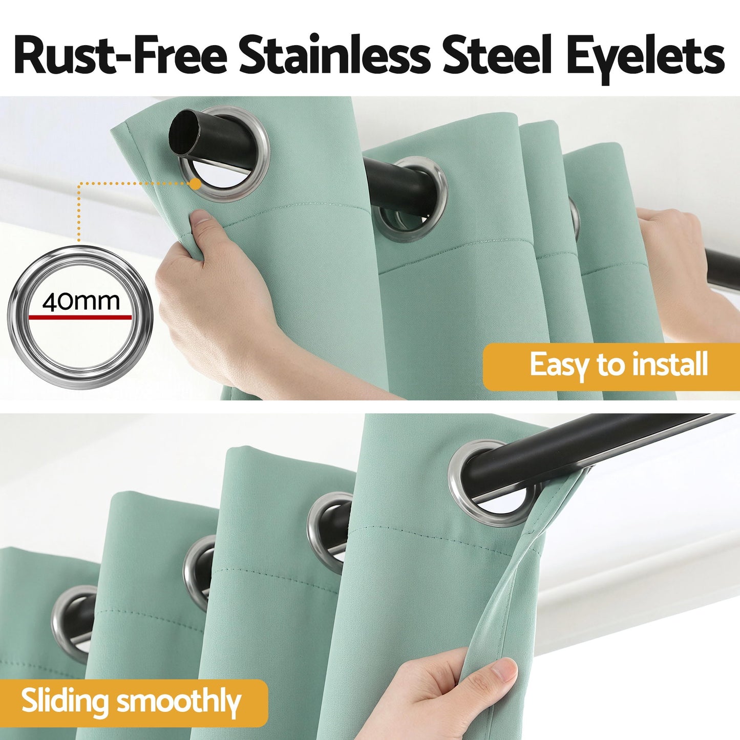 Artiss Blockout Curtains 2X 132x213cm Thermal Insulated Eyelet Drapes Green BC-MATT-132X213-GN