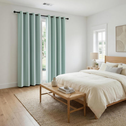 Artiss Blockout Curtains 2X 132x213cm Thermal Insulated Eyelet Drapes Green BC-MATT-132X213-GN