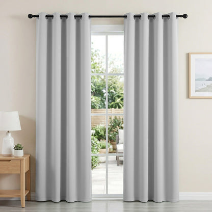 Artiss Blockout Curtains 2X 132x213cm Thermal Insulated Eyelet Drapes Grey BC-MATT-132X213-GY