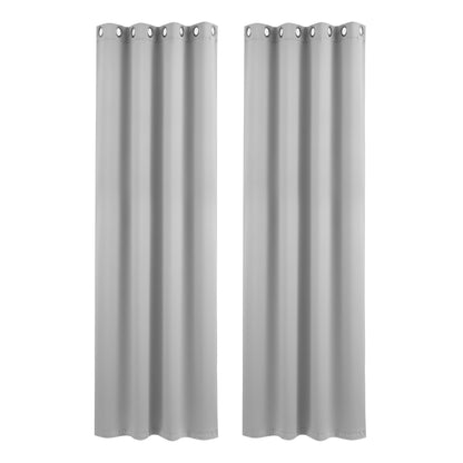 Artiss Blockout Curtains 2X 132x213cm Thermal Insulated Eyelet Drapes Grey BC-MATT-132X213-GY