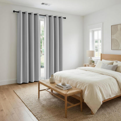 Artiss Blockout Curtains 2X 132x213cm Thermal Insulated Eyelet Drapes Grey BC-MATT-132X213-GY
