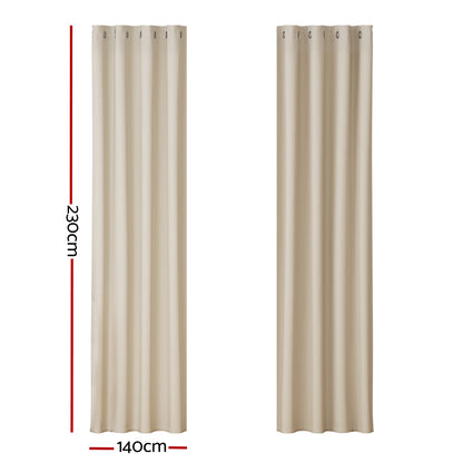 Artiss 2X Blockout Curtains Eyelet 140x230cm Beige BC-MATT-140X230-BG