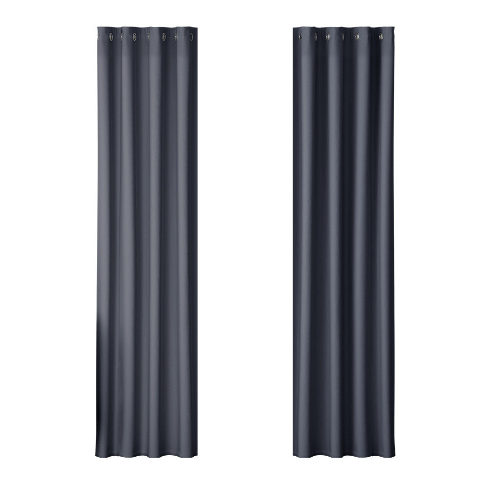 Artiss 2X Blockout Curtains Eyelet 140x230cm Charcoal BC-MATT-140X230-CH