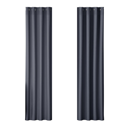 Artiss 2X Blockout Curtains Eyelet 140x230cm Charcoal BC-MATT-140X230-CH