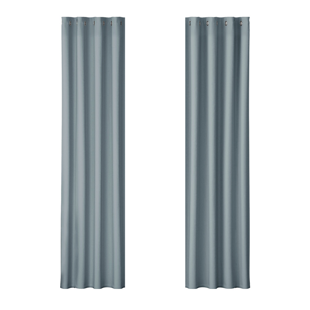 Artiss 2X Blockout Curtains Eyelet 140x230cm Grey BC-MATT-140X230-GY
