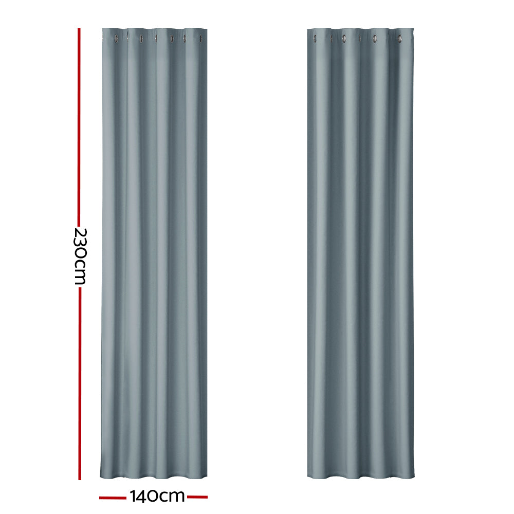 Artiss 2X Blockout Curtains Eyelet 140x230cm Grey BC-MATT-140X230-GY