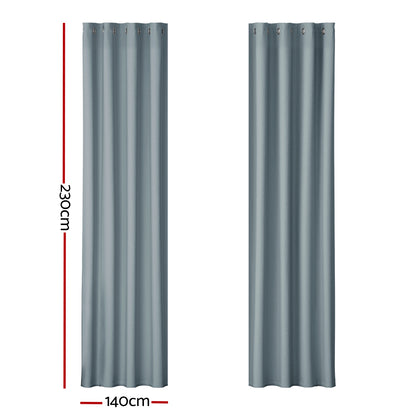 Artiss 2X Blockout Curtains Eyelet 140x230cm Grey BC-MATT-140X230-GY