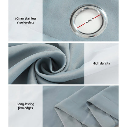 Artiss 2X Blockout Curtains Eyelet 140x230cm Grey BC-MATT-140X230-GY