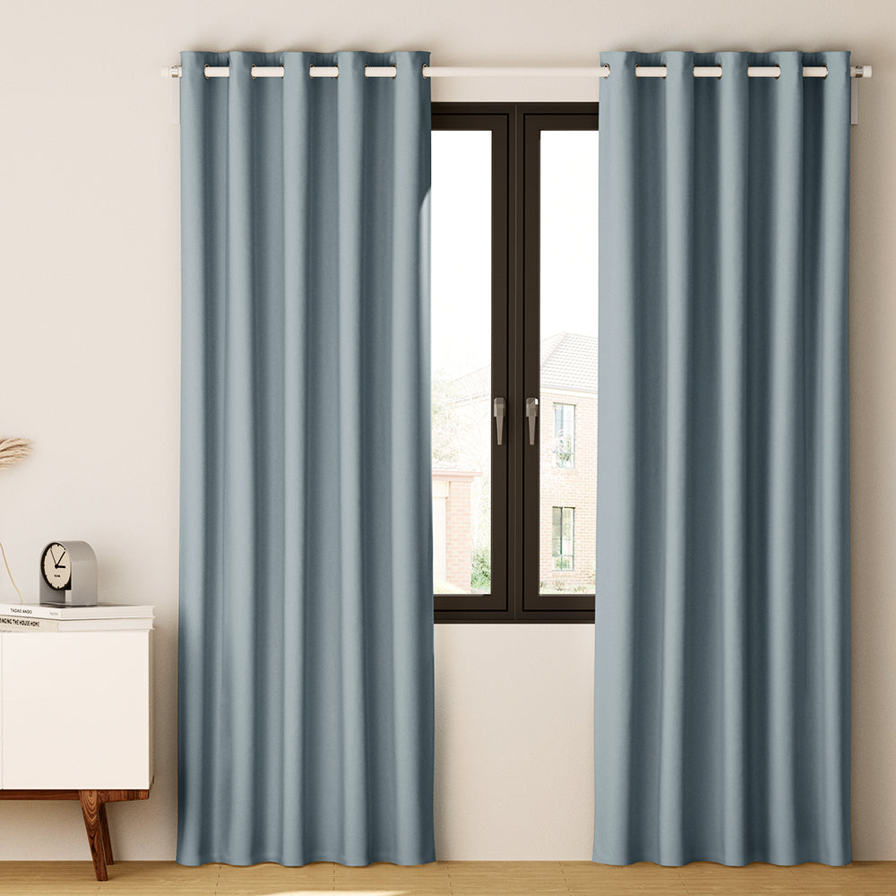 Artiss 2X Blockout Curtains Eyelet 140x230cm Grey BC-MATT-140X230-GY
