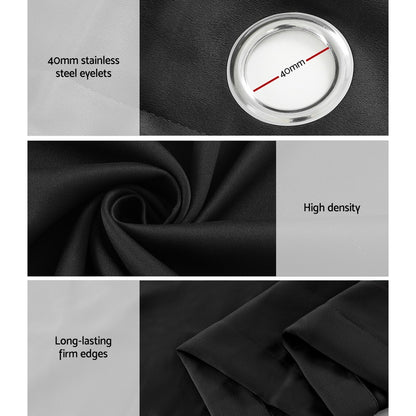 Artiss 2X Blockout Curtains Eyelet 180x213cm Black BC-MATT-180X213-BK