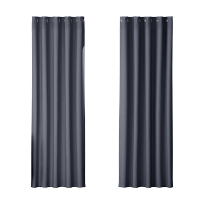 Artiss 2X Blockout Curtains Eyelet 180x213cm Charcoal BC-MATT-180X213-CH