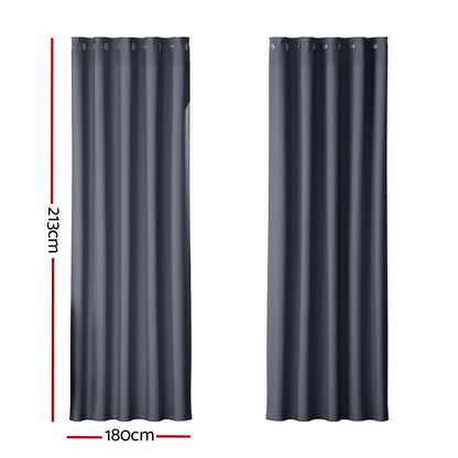 Artiss 2X Blockout Curtains Eyelet 180x213cm Charcoal BC-MATT-180X213-CH