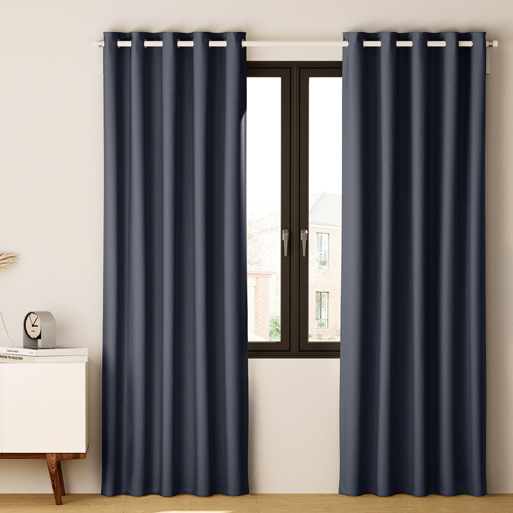 Artiss 2X Blockout Curtains Eyelet 180x213cm Charcoal BC-MATT-180X213-CH