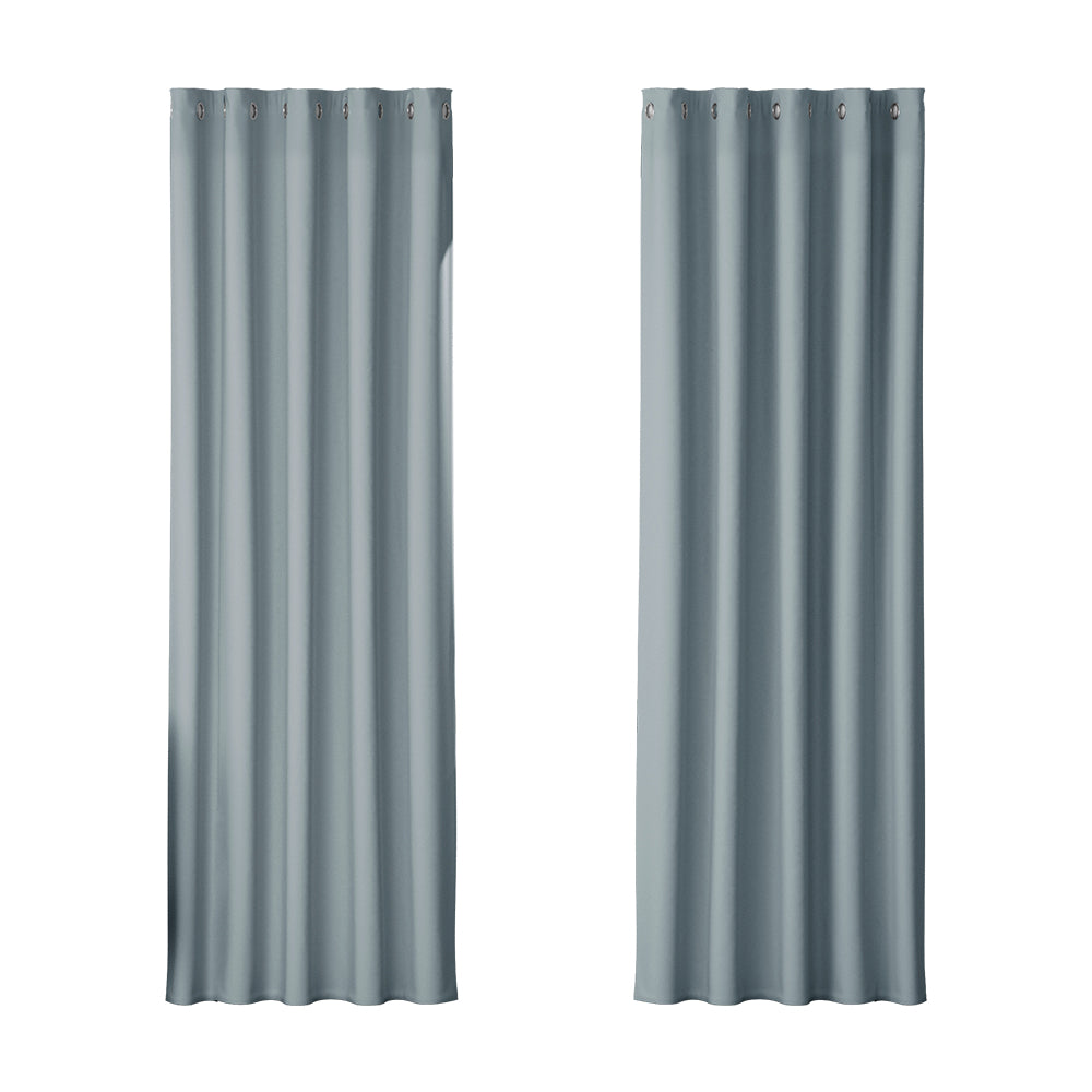 Artiss 2X Blockout Curtains Eyelet 180x213cm Grey BC-MATT-180X213-GY