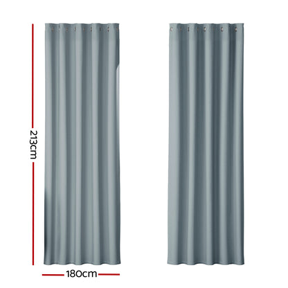 Artiss 2X Blockout Curtains Eyelet 180x213cm Grey BC-MATT-180X213-GY