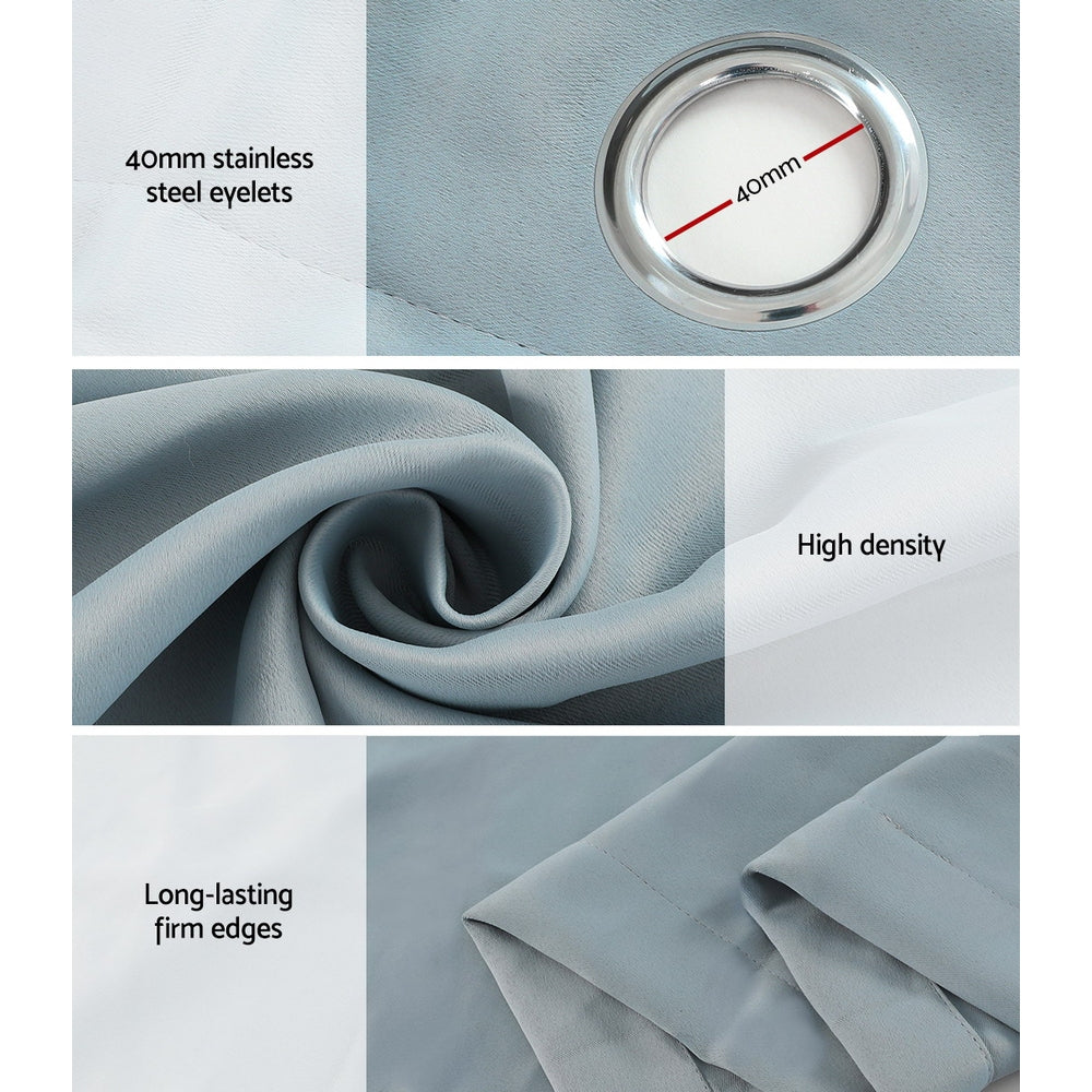 Artiss 2X Blockout Curtains Eyelet 180x213cm Grey BC-MATT-180X213-GY