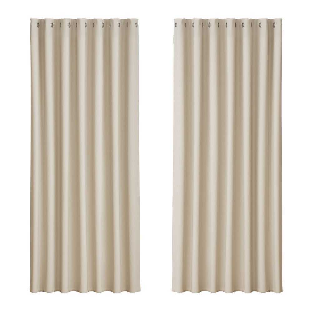 Artiss 2X Blockout Curtains Eyelet 240x230cm Beige BC-MATT-240X230-BG