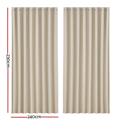 Artiss 2X Blockout Curtains Eyelet 240x230cm Beige BC-MATT-240X230-BG