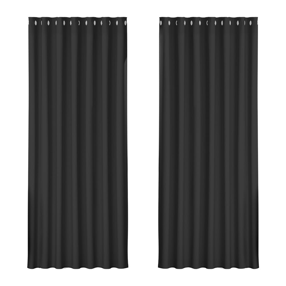 Artiss 2X Blockout Curtains Eyelet 240x230cm Black BC-MATT-240X230-BK