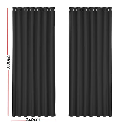 Artiss 2X Blockout Curtains Eyelet 240x230cm Black BC-MATT-240X230-BK