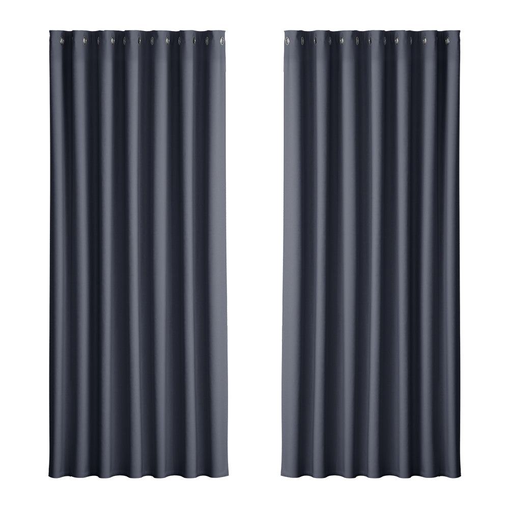 Artiss 2X Blockout Curtains Eyelet 240x230cm Charcoal BC-MATT-240X230-CH
