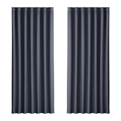 Artiss 2X Blockout Curtains Eyelet 240x230cm Charcoal BC-MATT-240X230-CH