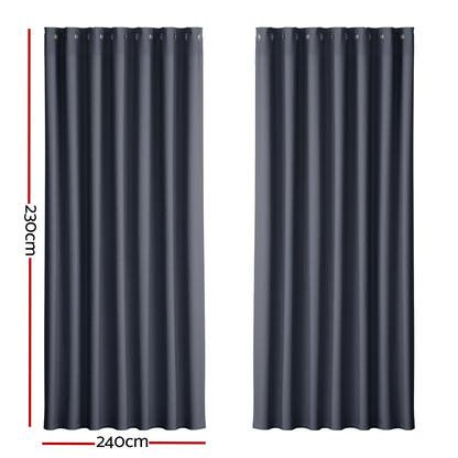 Artiss 2X Blockout Curtains Eyelet 240x230cm Charcoal BC-MATT-240X230-CH