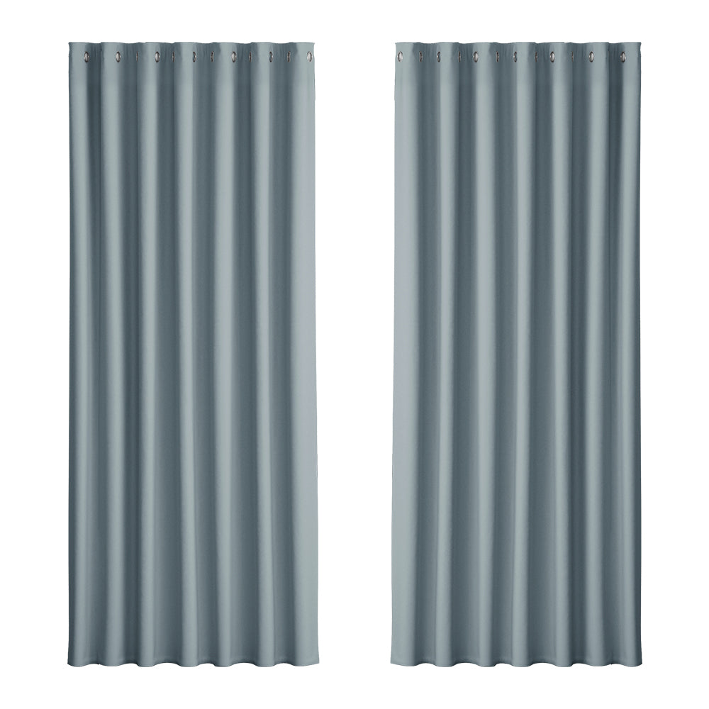 Artiss 2X Blockout Curtains Eyelet 240x230cm Grey BC-MATT-240X230-GY
