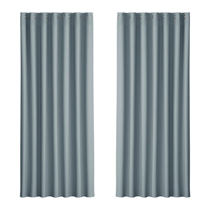 Artiss 2X Blockout Curtains Eyelet 240x230cm Grey BC-MATT-240X230-GY