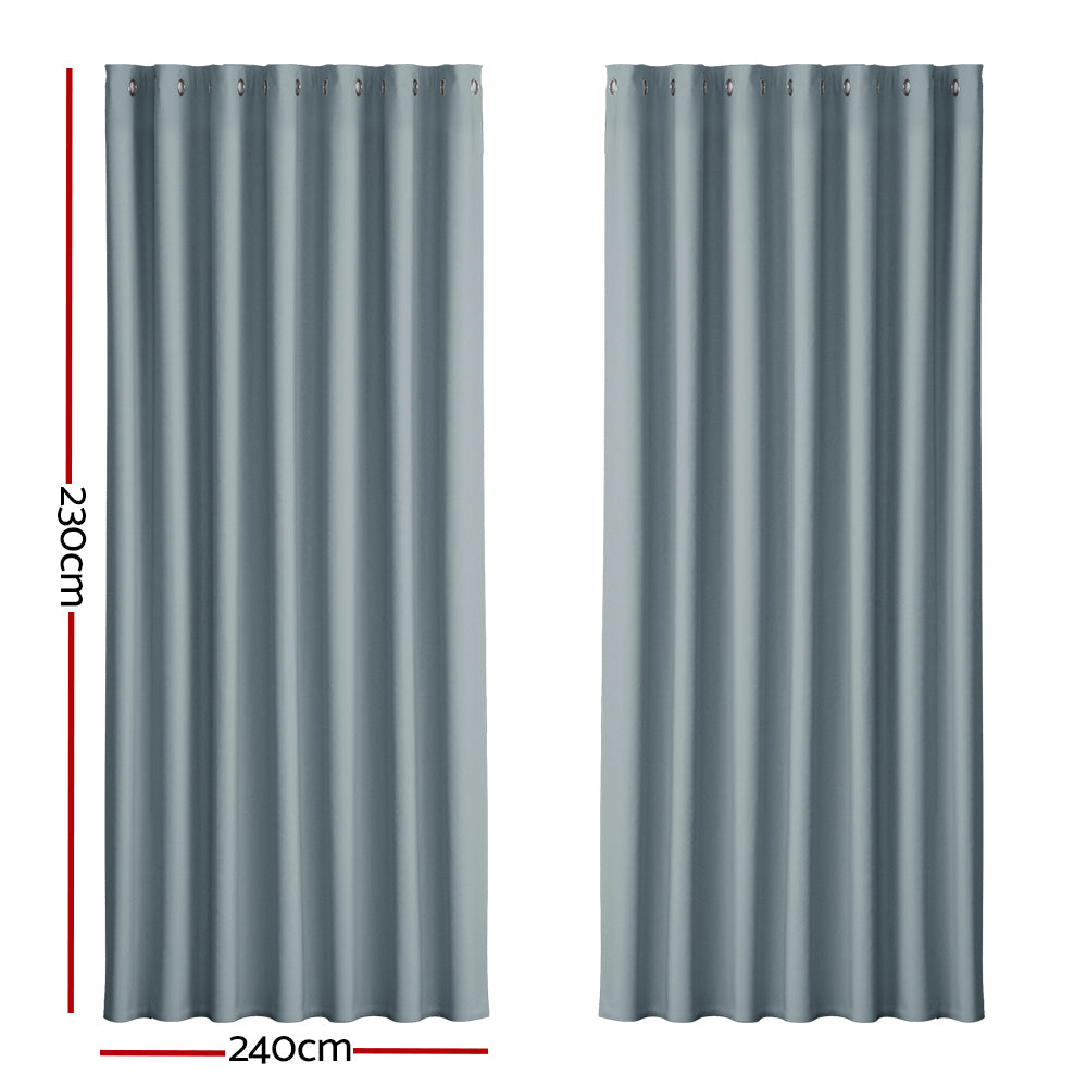 Artiss 2X Blockout Curtains Eyelet 240x230cm Grey BC-MATT-240X230-GY