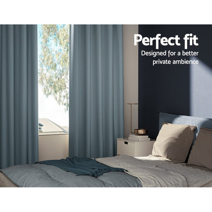 Artiss 2X Blockout Curtains Eyelet 240x230cm Grey BC-MATT-240X230-GY
