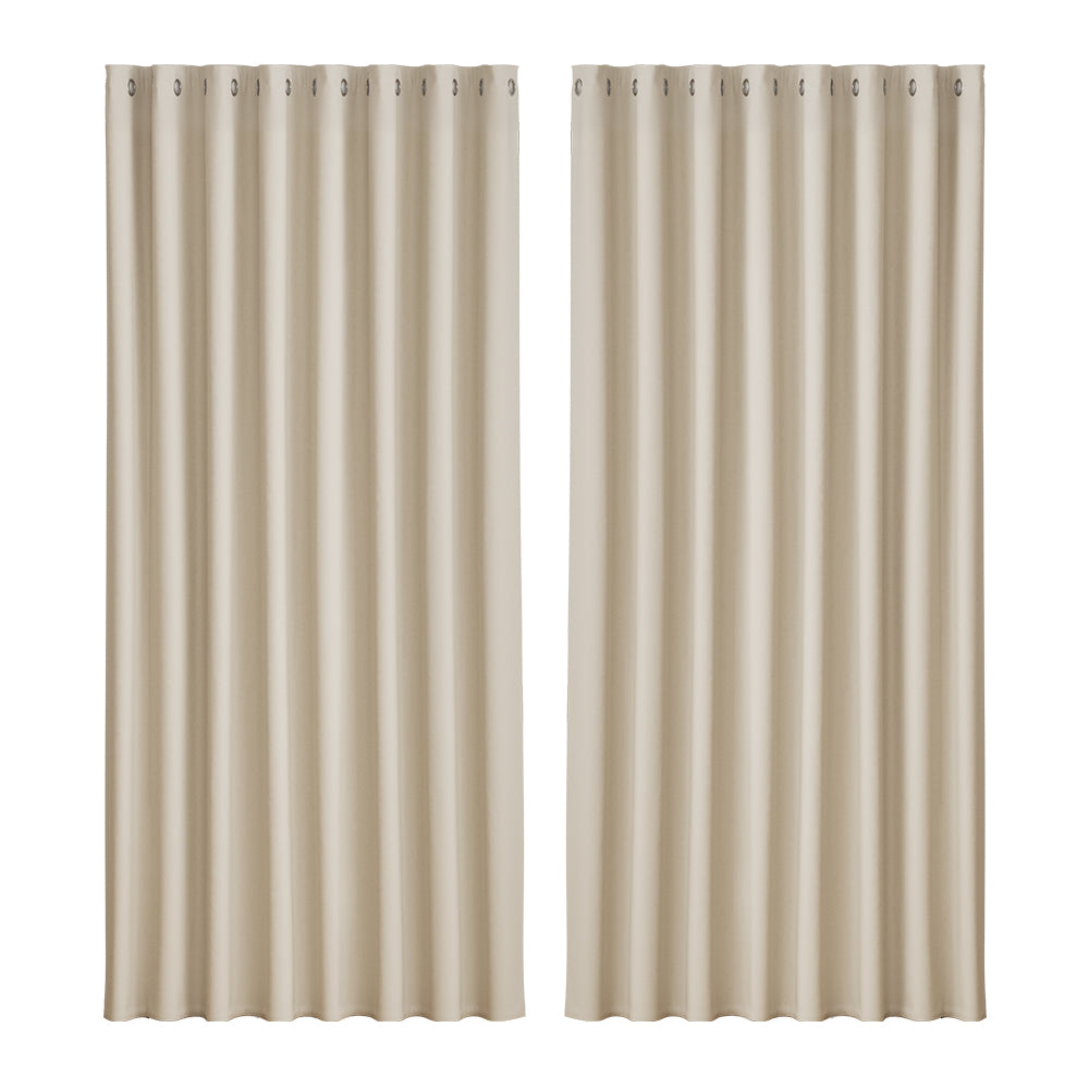 Artiss 2X Blockout Curtains Eyelet 300x230cm Beige BC-MATT-300X230-BG