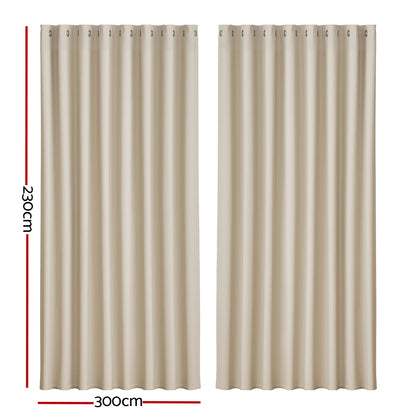 Artiss 2X Blockout Curtains Eyelet 300x230cm Beige BC-MATT-300X230-BG