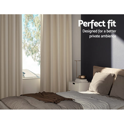Artiss 2X Blockout Curtains Eyelet 300x230cm Beige BC-MATT-300X230-BG