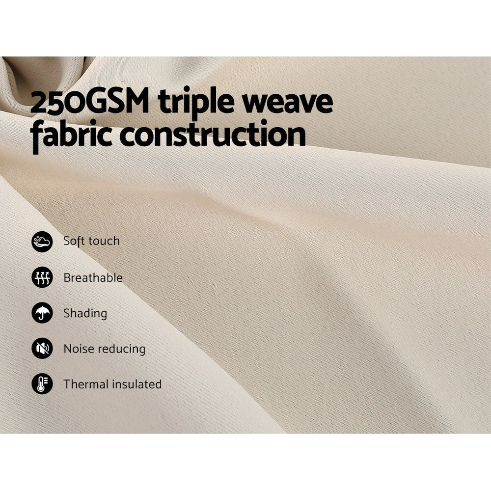 Artiss 2X Blockout Curtains Eyelet 300x230cm Beige BC-MATT-300X230-BG