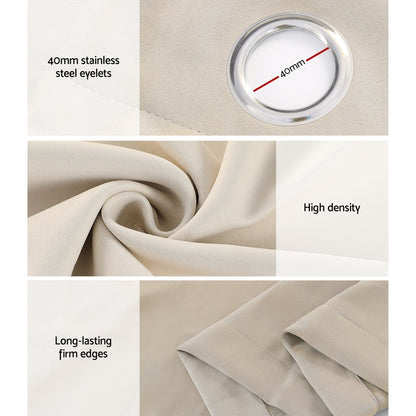 Artiss 2X Blockout Curtains Eyelet 300x230cm Beige BC-MATT-300X230-BG