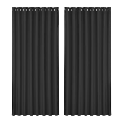 Artiss 2X Blockout Curtains Eyelet 300x230cm Black BC-MATT-300X230-BK