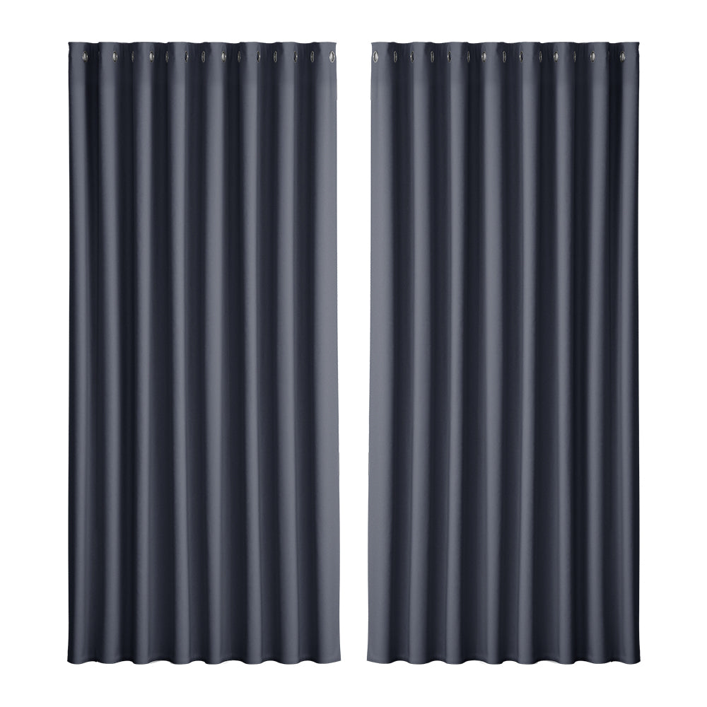 Artiss 2X Blockout Curtains Eyelet 300x230cm Charcoal BC-MATT-300X230-CH