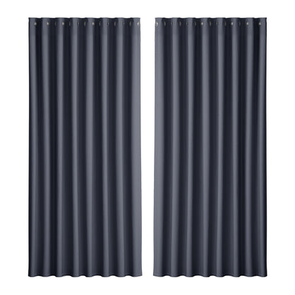 Artiss 2X Blockout Curtains Eyelet 300x230cm Charcoal BC-MATT-300X230-CH
