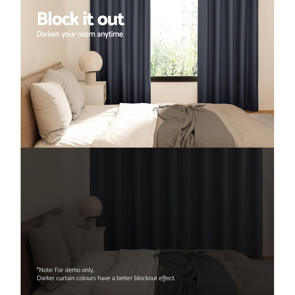 Artiss 2X Blockout Curtains Eyelet 300x230cm Charcoal BC-MATT-300X230-CH