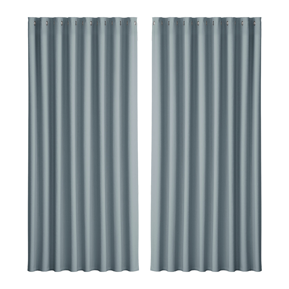 Artiss 2X Blockout Curtains Eyelet 300x230cm Grey BC-MATT-300X230-GY