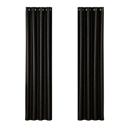 Artiss 2X Blockout Curtains Eyelet 140x230cm Black Shine BC-SHINE-140X230-BK