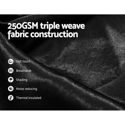 Artiss 2X Blockout Curtains Eyelet 140x230cm Black Shine BC-SHINE-140X230-BK
