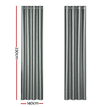 Artiss 2X Blockout Curtains Eyelet 140x230cm Grey Shine BC-SHINE-140X230-GY