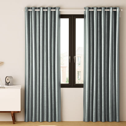 Artiss 2X Blockout Curtains Eyelet 180x213cm Grey Shine BC-SHINE-180X213-GY