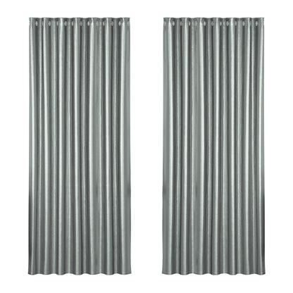 Artiss 2X Blockout Curtains Eyelet 240x230cm Grey Shine BC-SHINE-240X230-GY