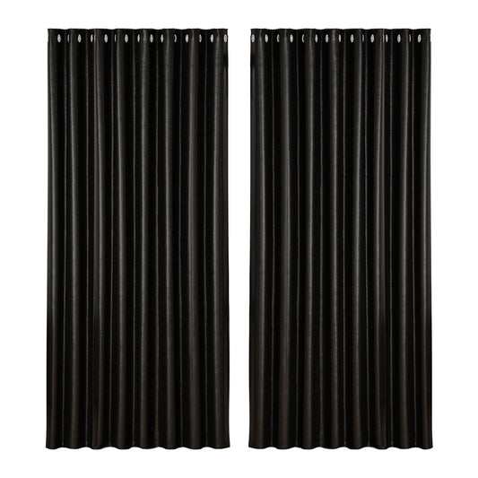 Artiss 2X Blockout Curtains Eyelet 300x230cm Black Shine BC-SHINE-300X230-BK