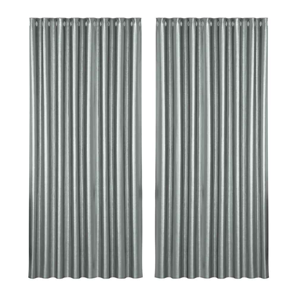 Artiss 2X Blockout Curtains Eyelet 300x230cm Grey Shine BC-SHINE-300X230-GY