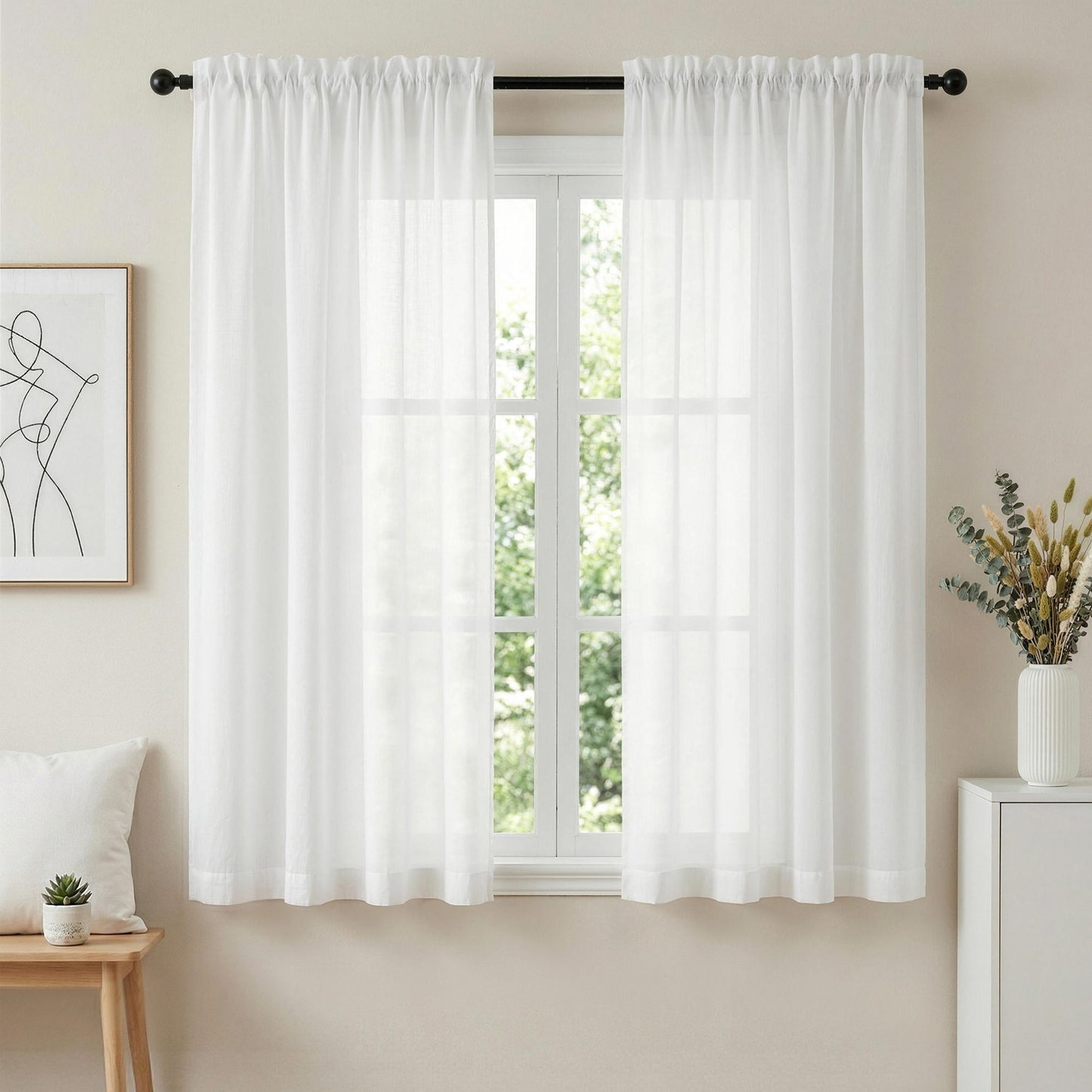 Artiss Blockout Curtains 2X 132x160cm Light Filtering Window Drapes Rod Pocket BC-SHR-132X160-CR